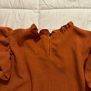 SHEIN Rust Orange Ruffled Blouse